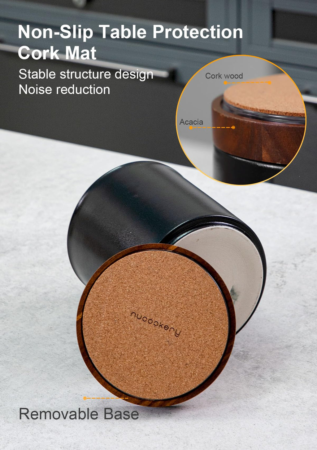 Ceramic Rotating Kitchen Utensil Holder for Countertop, 7.2'' Stone Black