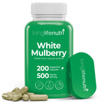 White Mulberry Leaf Extract 500mg - Sourced from Morus Alba Leaf, 200 Vegetarian Capsules, Supplement for Natural Balance and Wellness, 200-Day Supply, GMP Certified, Made in USA