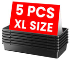 A-LuGei【X-Large Size【5 Pcs】 Tool Box Organizer Tray Divider【Single Size】 Black Plastic Desk Drawer Organizer Garage Organization for Wrench Plier Hammer Bit Socket Extension Screwdriver Bolt Hex key