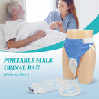 Urine Collection Bag Condom Catheters for Men Reusable Portable Wearable Urinary Drainage with 2 Urine Catheter Bag System (Blue-Elderly Men)