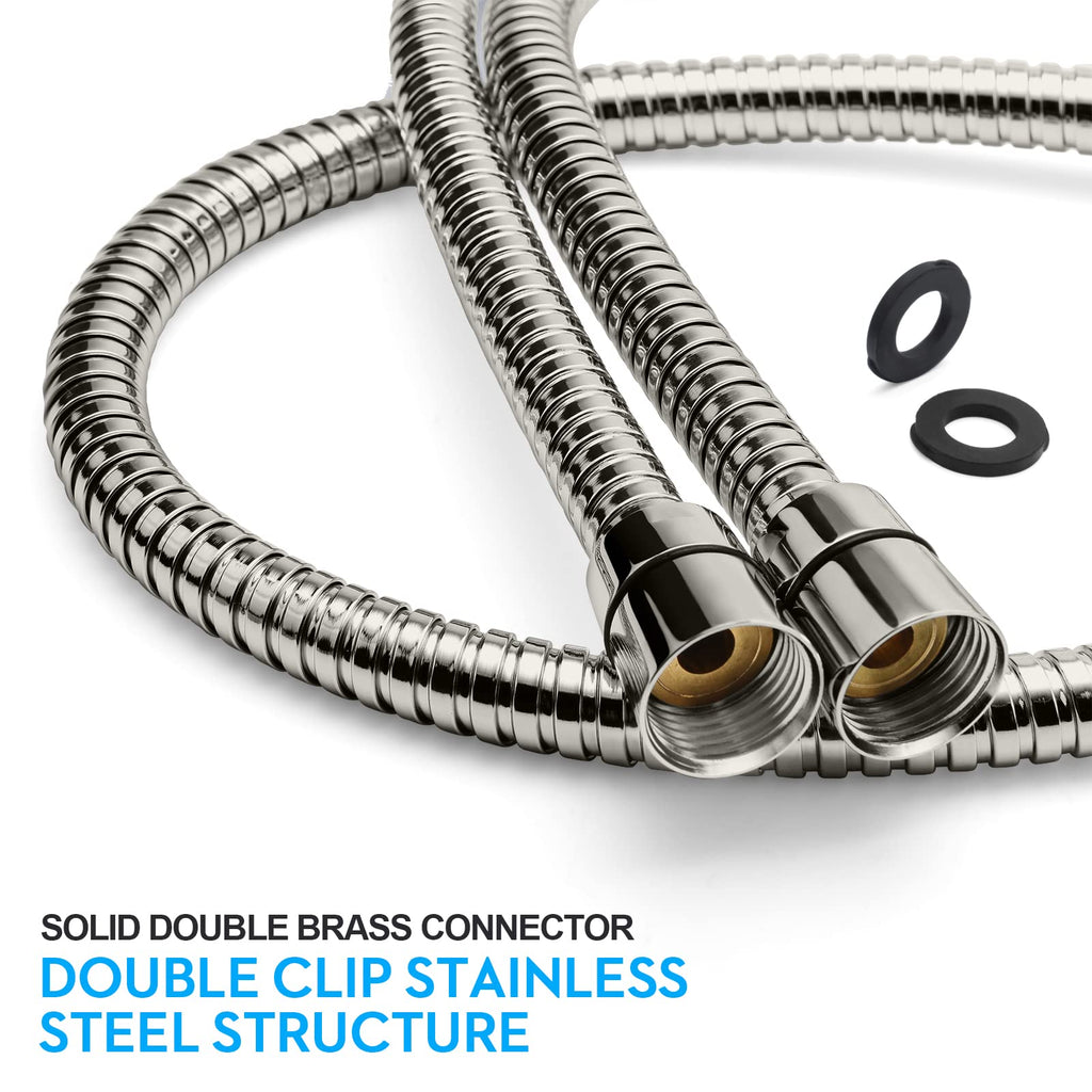 Blissland Shower Hose, 79 Inches Extra Long Stainless Steel Handheld Shower Head Hose with Brass Insert and Nut - Durable and Flexible(Brushed Nickel)