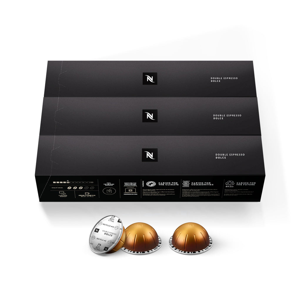 Nespresso Vertuo, Double Espresso Dolce, Mild Roast, 30-Count Espresso Pods