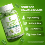 (2 Pack) Soursop Graviola Gummies - Concentrated Soursop Leaves Extract w/Vitamin C, Zinc & Whole Natural Food for Immunity, Liver, Calming & Antioxidant, Sugar Free, Gluten Free, Vegan, 60 Gummies