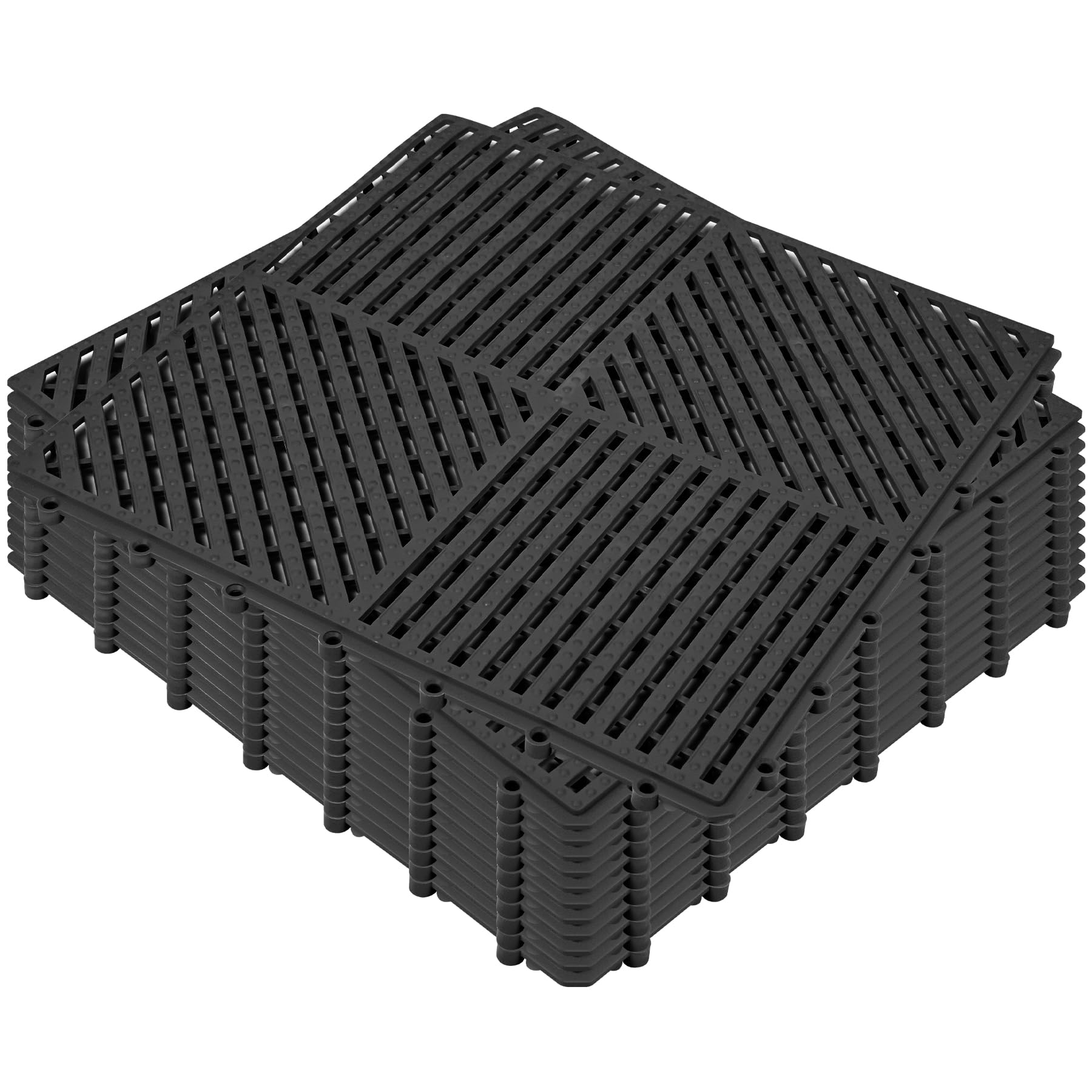ToLanbbt Modular Interlocking Cushion 12P 11.8" x 11.8" Interlocking Rubber Floor Drain Holes Non-Slip Splicing Drainage Mats for Deck, Shower, Kitchen, Drain Pool, Sauna Bath (Dark Blue, Diagonal)