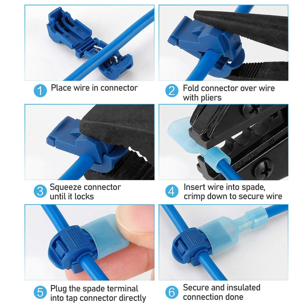 TICONN T Tap Wire Connectors, T Wire Quick Splice Connector, T Connectors for Wiring with Storage Case (120 Pcs)