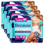Because Adult Incontinence Underwear for Sensitive Skin - Women - Premium Overnight Disposable Briefs, Anti Odor - White, X-Large - Absorbs 6 Cups - 48 Count (4 Packs of 12)