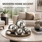 Gazing Ball Garden Mirror Outdoor, Outside Decorative Globe Silver 5Pcs Mix
