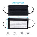 YJIAKA Black Disposable Face Masks 4 Layers Protection 50Pcs, Breathable Dust Mask Mouth Covers for Adult
