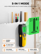 Mecurate 5-in-1 Stud Finder with LCD Display, Wall Scanner for Studs, Metal, AC Wires Detection, Lightweight & Durable, Perfect for Homeowners & DIY Projects (Yellow)