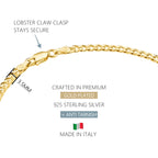 KISPER Gold Curb Ankle Bracelet for Women 3.5mm Plated 925 Sterling Silver