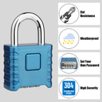 Heavy Duty Weatherproof Padlock [One-Touch Unlocking], Diyife Large Outdoor Combination Padlock, High Security, Design of Hidden Password Suitable for Locker, Home, School, Gate, Fences (Blue)