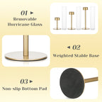 Hewory Gold Hurricane Candle Holder: 3PCS Candlestick Holders for Decor