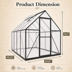 HOOYEAH 6x8 FT Polycarbonate Greenhouse, Walk-in Greenhouses for Outdoors, Aluminum Frame Plant Green House with Locking Door & Roof Vent, Heavy Duty Winter Green House Kit for Outside Backyard