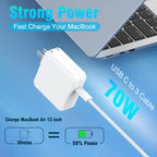 Charger for MacBook Air 13 15 inch MacBook Pro 14 inch M5 M3 M2 M1 2026 2025 2024 2023 2022 2021, 70W USB C Power Adapter, 6.6FT USB C to 3 Braided Cable with LED, Powerful Connect, Original Quality