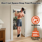 Sportneer Pull Up Bar: Strength Training Chin up Bar No Screws - Adjustable 29.5''-37''(75-94cm) Width Locking Mechanism Pull up Bar for Doorway - Max Load 440lbs for Home Gym Upper Body Workout, Non-slip
