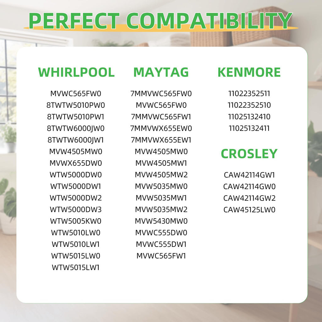 【2026 Upgraded】W11130362 WTW5000DW2 WTW5000DW3 WTW5000DW1 MVWX655DW1 MVWC565FW2 MVWC565FW1 Washer Suspension Rod Kit for Whirlpool Maytag Kenmore Washer - Replaces W10594080 W10735786 W10748956