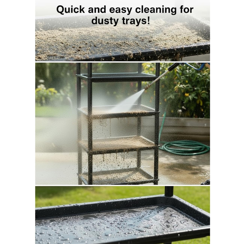 RooTrimmer 5-Tier Seed Starter Trays, Plant Stand, with Bottom-Watering Design– Reinforced Thickened Shelf for Small Pots, Balcony/Indoor Seed Starting & Greenhouse, Black