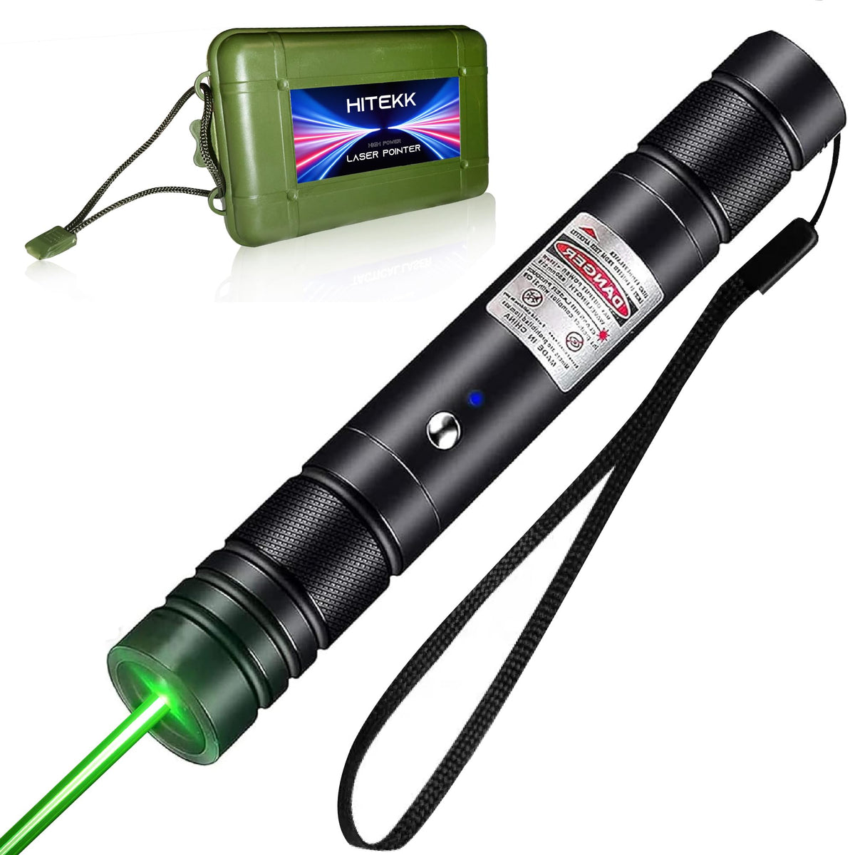 HITEKK High Power Green Laser Pointer | Tactical Long Range Green Laser Pointer | Single Press On/Off Tactical Lazer Pointer | Rechargeable Lazer Pointer and Carrying Case