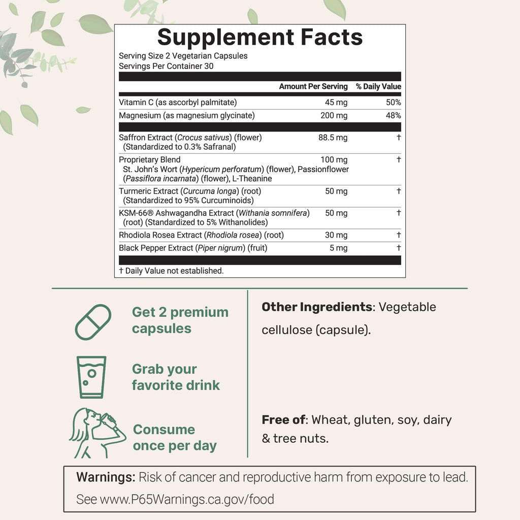 Micro Ingredients Saffron+ Advanced Supplements, 60 Veggie Capsules – 10-in-1 with Saffron Extract, High Absorption Fat-Soluble Vitamin C, Magnesium, Turmeric & KSM-66 Ashwagandha – Filler Free