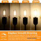 E12 Edison LED Light Bulbs 40 Watt Equivalent Candelabra, Dimmable 2700K Warm White T6 Clear LED Bulbs 4W 400lm Vintage T25 for Chandelier Ceiling Fan, Tubular Small Filament Bulbs, 6 Packs