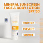 Avène Sheer Mineral Sunscreen Broad Spectrum SPF 50 Face and Body Lotion 4.23 Fl Oz