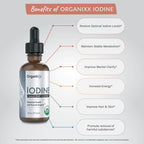 Organixx Pure Liquid Iodine Supplement Solution for Thyroid Support, Organic Drops to Support Healthy Iodine Function & Levels, Energy Levels, Hair & Skin Health, Vegan, Unflavored, 1 fl oz