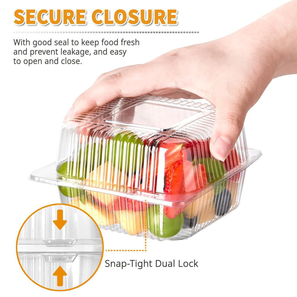 Zezzxu Disposable Square Slice Cake Containers with Hinged Lids, 200 Pack