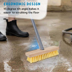 Floor Scrubber Brush with Long Handle for Deck Cleaning, 52'' Stiff Bristle Scrub Broom for Shower, Bathroom, Boat, Concrete, Carpet, Garage