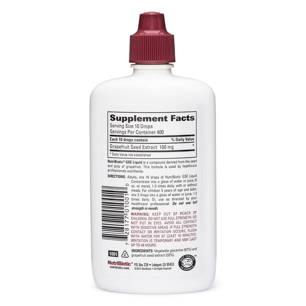 NutriBiotic – GSE, 4 Oz Liquid | The Original Grapefruit Seed Extract Premium Concentrate with Bioflavonoids | Vegan, Gluten Free, Non-GMO (Pack of 2)