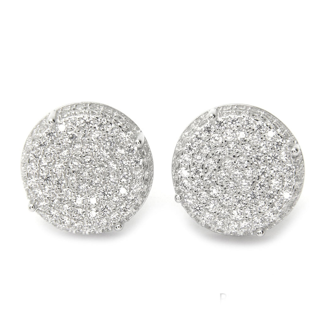 Men's XL 1/2 Inch Full Iced Cubic Zirconia Round Prong Setting Screw Back Earring BE 11403 S