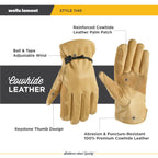 Wells Lamont Leather Work Gloves Timber - Heavy Duty Cowhide, Abrasion Resistant - Large