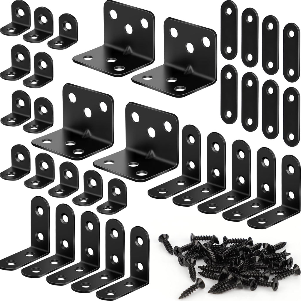 34 Pack L Bracket Corner Brace Kit, 4 Sizes Stainless Steel Corner Bracket