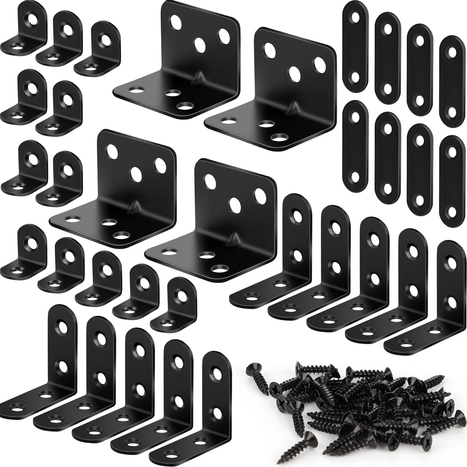 34 Pack L Bracket Corner Brace Kit, 4 Sizes Stainless Steel Corner Bracket