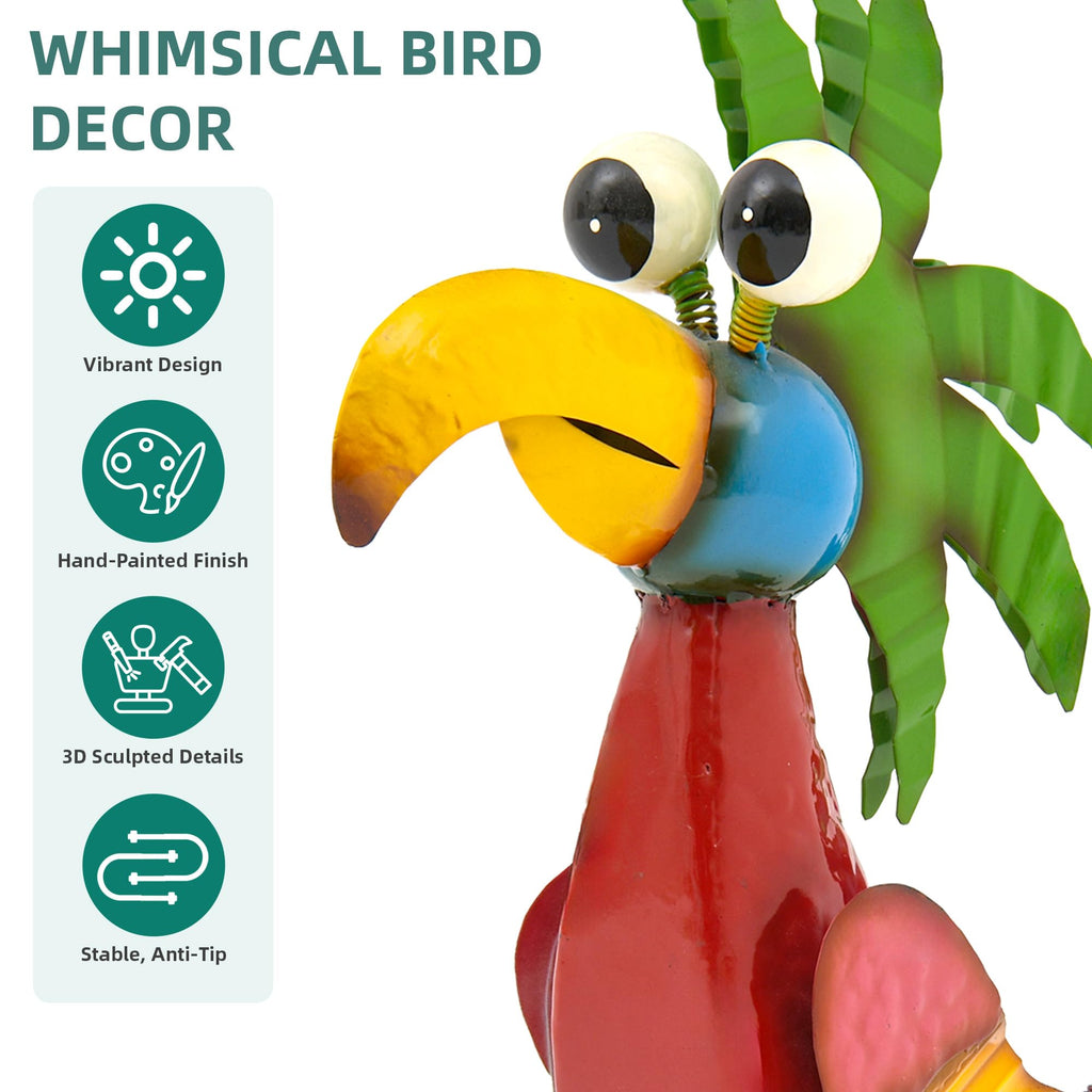 Ultym 19.7" Metal Tiki Decor, Outdoor Garden Art Bird Statues