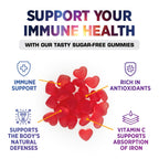 Vitamin C Gummies - 100% of Daily Vitamin C & Sugar Free - Immune Support with Powerful Antioxidants - Nature's Vegan VitaminC Dietary Supplement - Raspberry Flavor for Kids & Adults - 120 Gummies