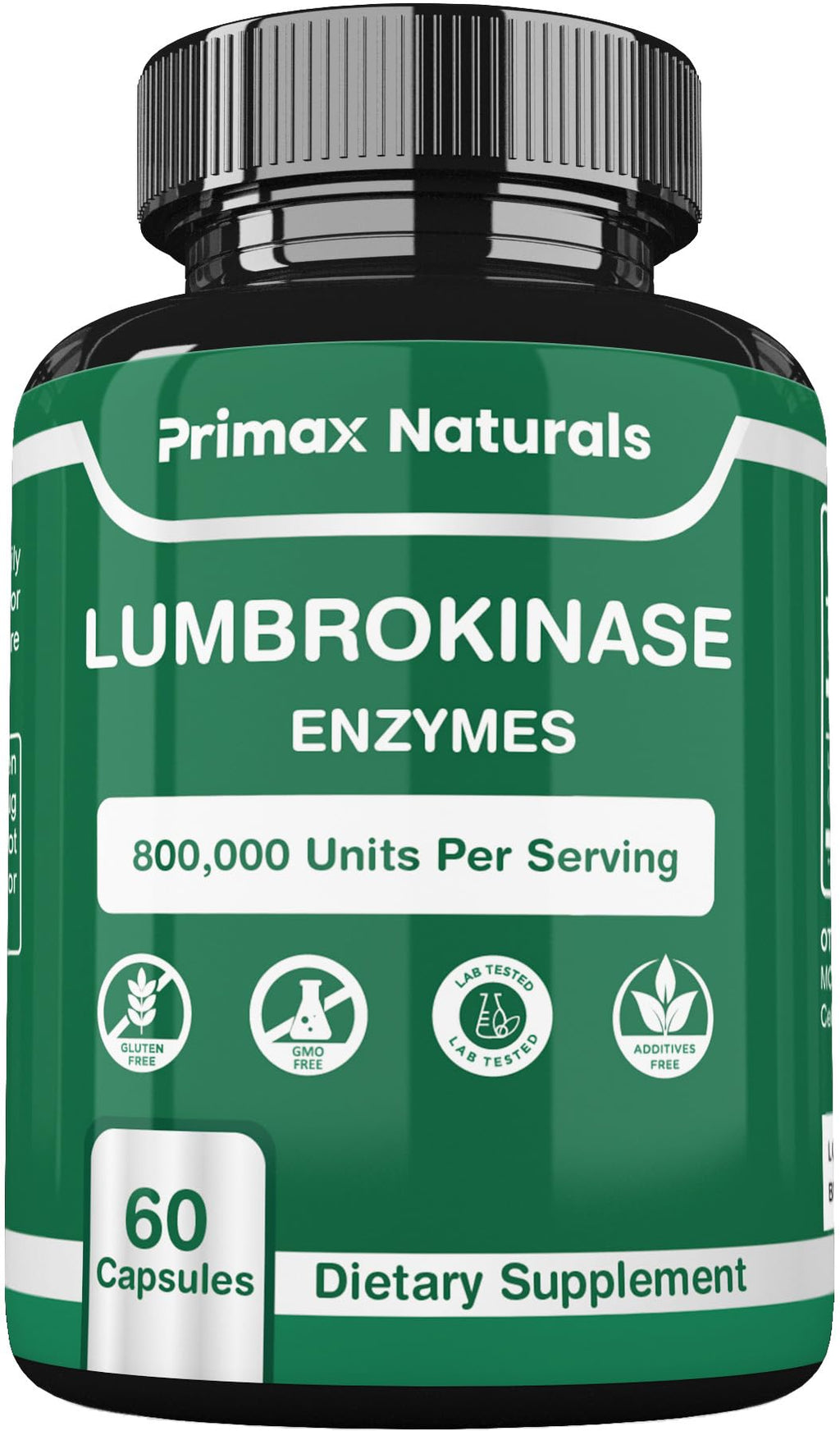 Lumbrokinase Supplement - Lumbrokinase 40 mg per Serving (Max Activity - 800,000 units) Lumbrokinase Enzymes supplement (Similar to Nattokinase) Non GMO, Soy Free, Gluten Free (60 Capsules)