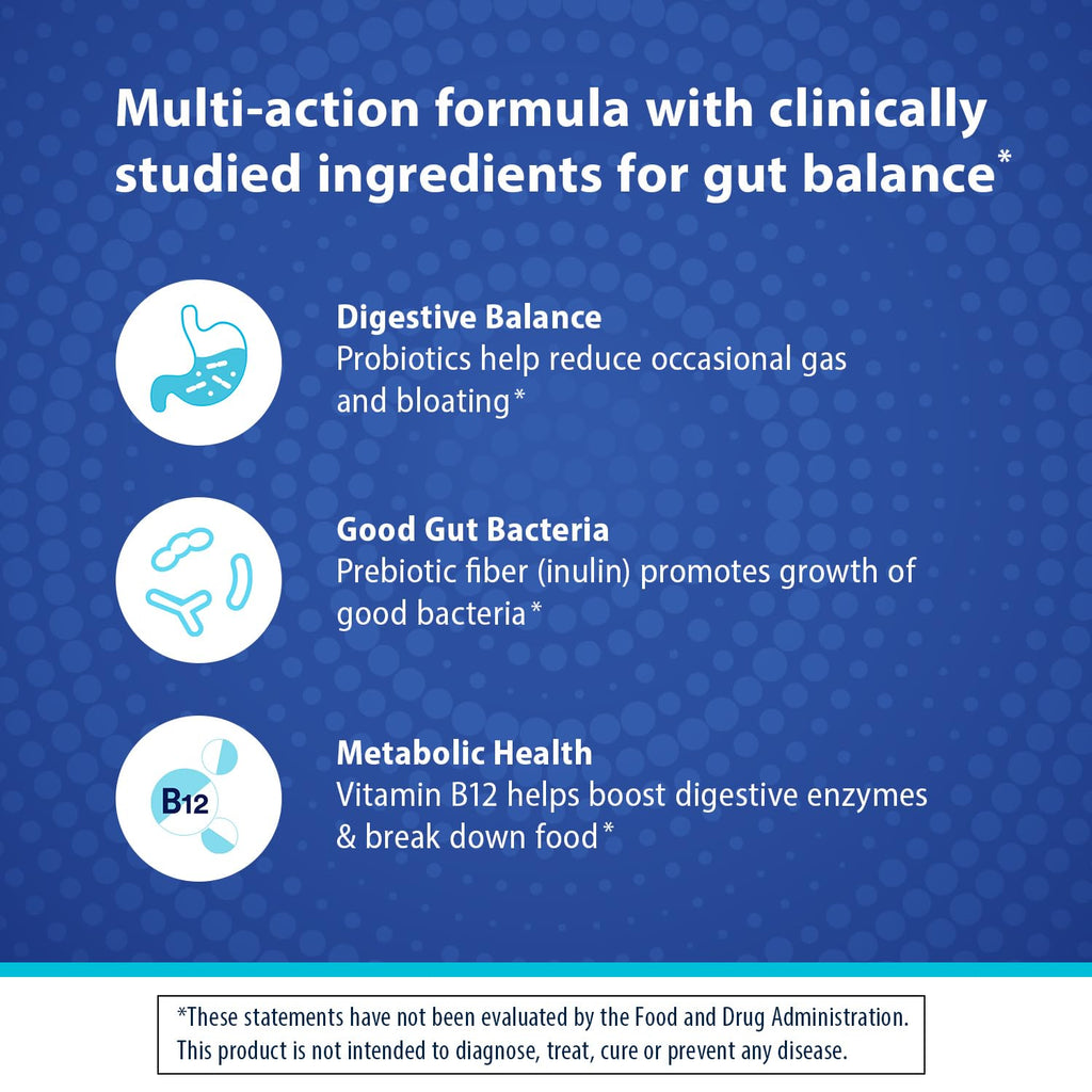Florastor Prebiotic and Probiotic Gummies, Digestive and Metabolic Support Probiotic Blend for Multi-Action Digestive Health Care, with Vitamin B12, 112 Gummies