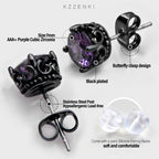 KZZENKI Purple and Black Earrings for Women Men, Cool Gothic Stud Earrings