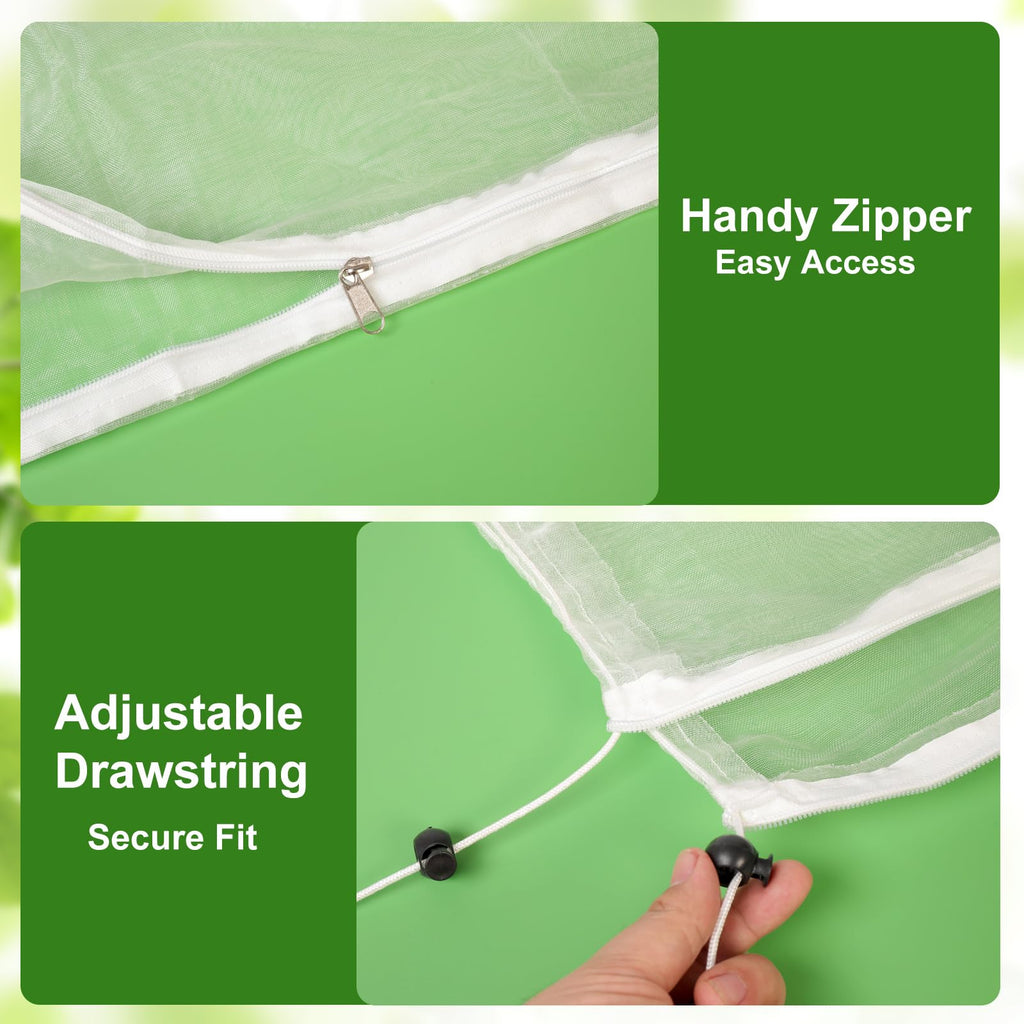 Jevrench 2-Pack 4 x 6 ft Garden Netting Bags with Zipper and Drawstring