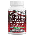 Cran Flow Cranberry Pills for Urinary Health D-Mannose Milk Thistle Dandelion Inulin Vitamin C Prebiotics and Probiotics Bladder Support By Clean Nutra