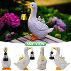QZQRMZ Solar Powered Duck Garden Statue with LED Lights, Waterproof Resin, Outdoor Decor for Patio, Lawn, Yard, Pond (Style 1)