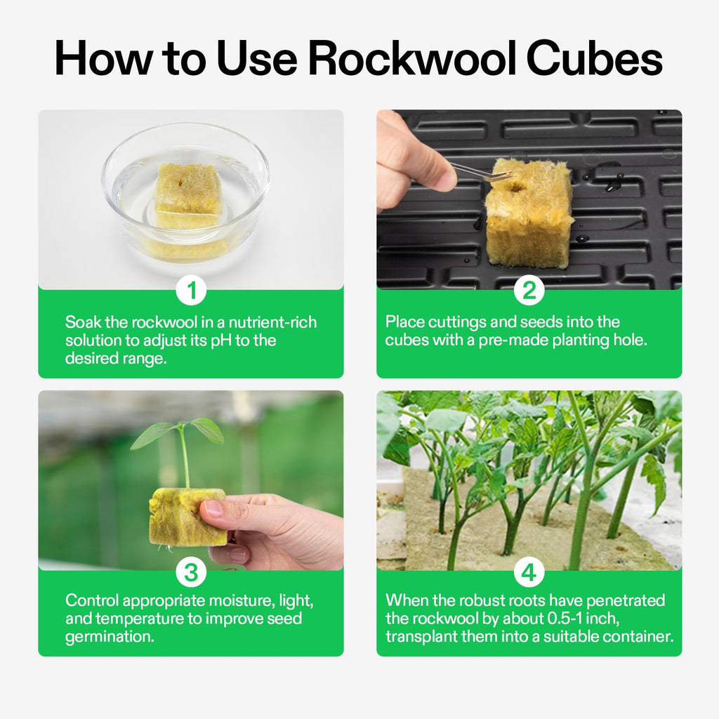 VIVOSUN 1.6" Rockwool Cubes, 4 Sheet of 112 Plugs Stonewool Starter