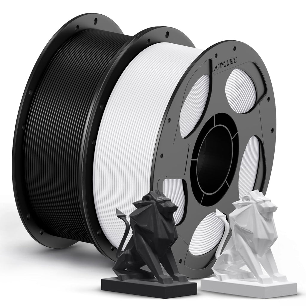 ANYCUBIC PETG Filament 1.75mm, 3D Printer Filament, Dimensional Accuracy +/- 0.02mm, Exceptional Toughness, Print with Most FDM 3D Printers, 1KG Reusable Spool, 2KG Black+White