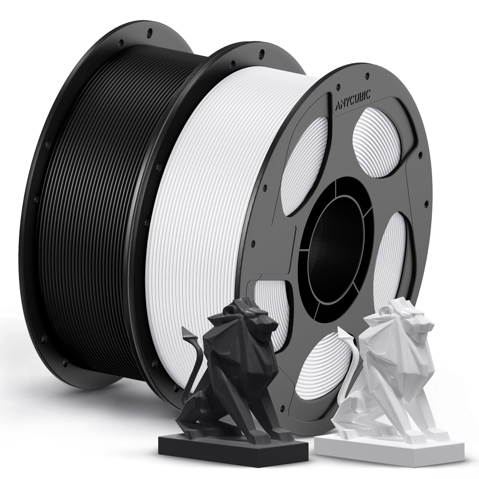 ANYCUBIC PETG Filament 1.75mm, 3D Printer Filament, Dimensional Accuracy +/- 0.02mm, Exceptional Toughness, Print with Most FDM 3D Printers, 1KG Reusable Spool, 2KG Black+White