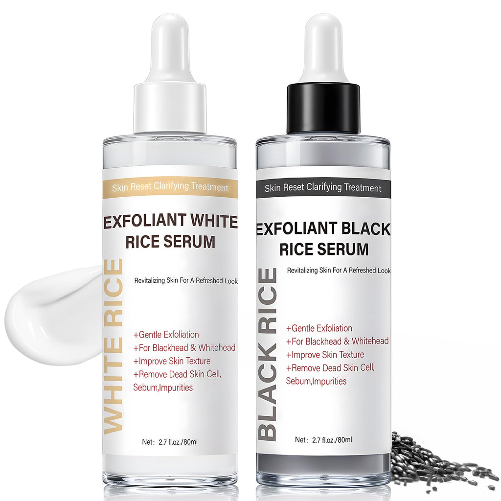 Face Exfoliant, Glow Rice Exfoliant Ampoule Duo, Gentle Soft Peel Exfoliating Face and Body Scrub Skin Shot, Lightweight Hydrating Glow Formula for All Skin, 5.4fl oz*1 Set