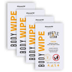 Hustle Clean Body Wipes 9''x8'', Disposable Bathing Wipes For Adults, No Rinse, With Aloe Vera & Vitamin E, Fresh Scent, 40 Individually Wrapped Wipes (Expires 10/28)