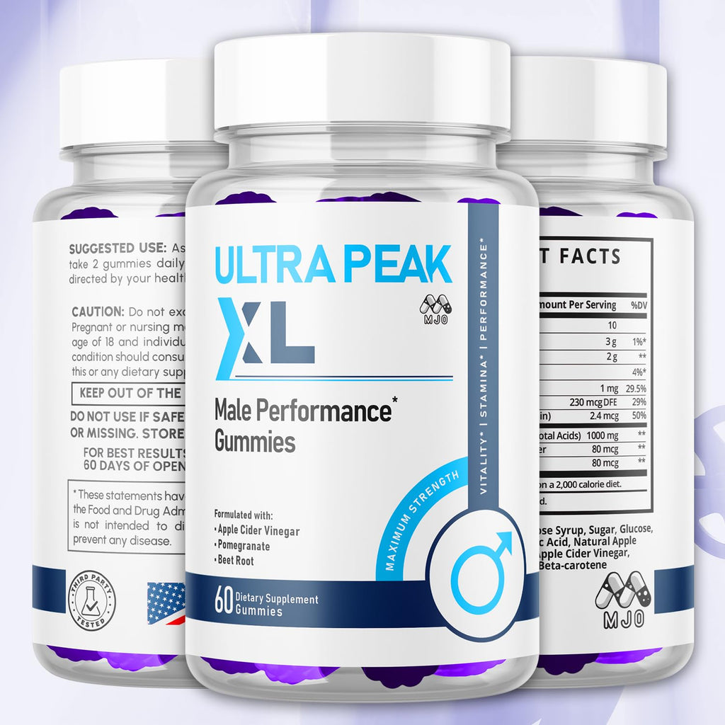 Ultra Peak XL Gummies for Men, Official UltraPeak XL Male Gummys with All Natural Ingredients, Ultra PeakXL Maximum Strength Health and Wellness Multivitamin Supplement Formula Gummys (60 Gummies)