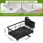 Kmiectse Dish Drying Rack for Small Kitchen Counter with Utensil Holder