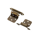 Ravinte 60 Pack (30 Pairs) 1/2 inch Overlay Cabinet Hinges, Self-Closing Semi-Concealed Face Mount, Antique Brass Decorative Hardware with Door Bumpers for Kitchen & Cupboard Doors