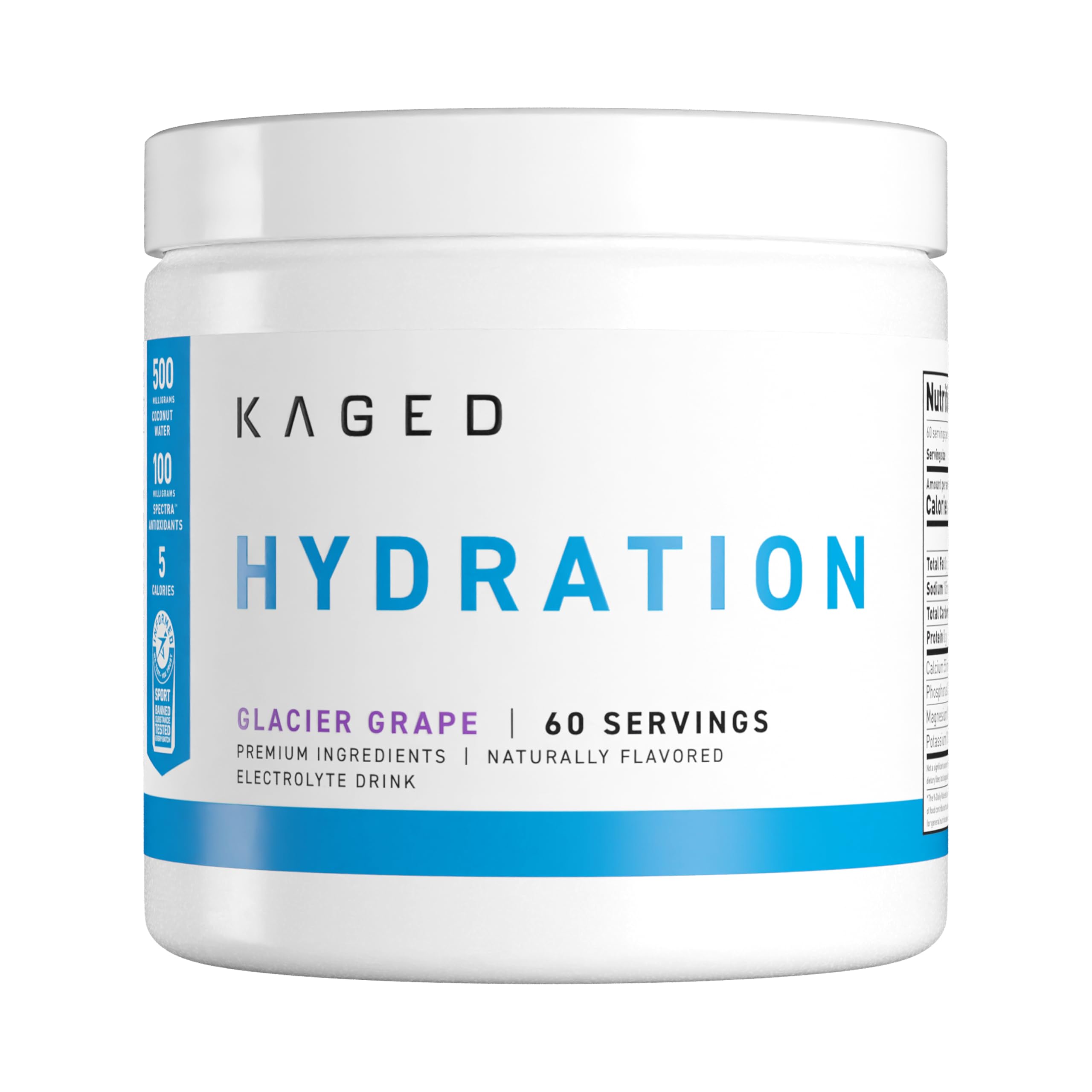 Kaged Daily Hydration | 5 Key Electrolytes | Sugar Free | Coconut Water | 60 Servings